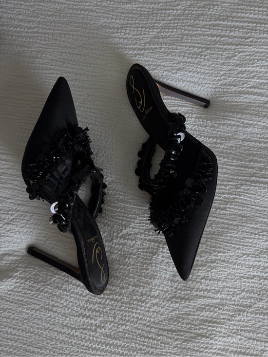 Sam Edelman Shoes - Sam Edelman Black Pointed-Toe Embellished Stiletto Mules